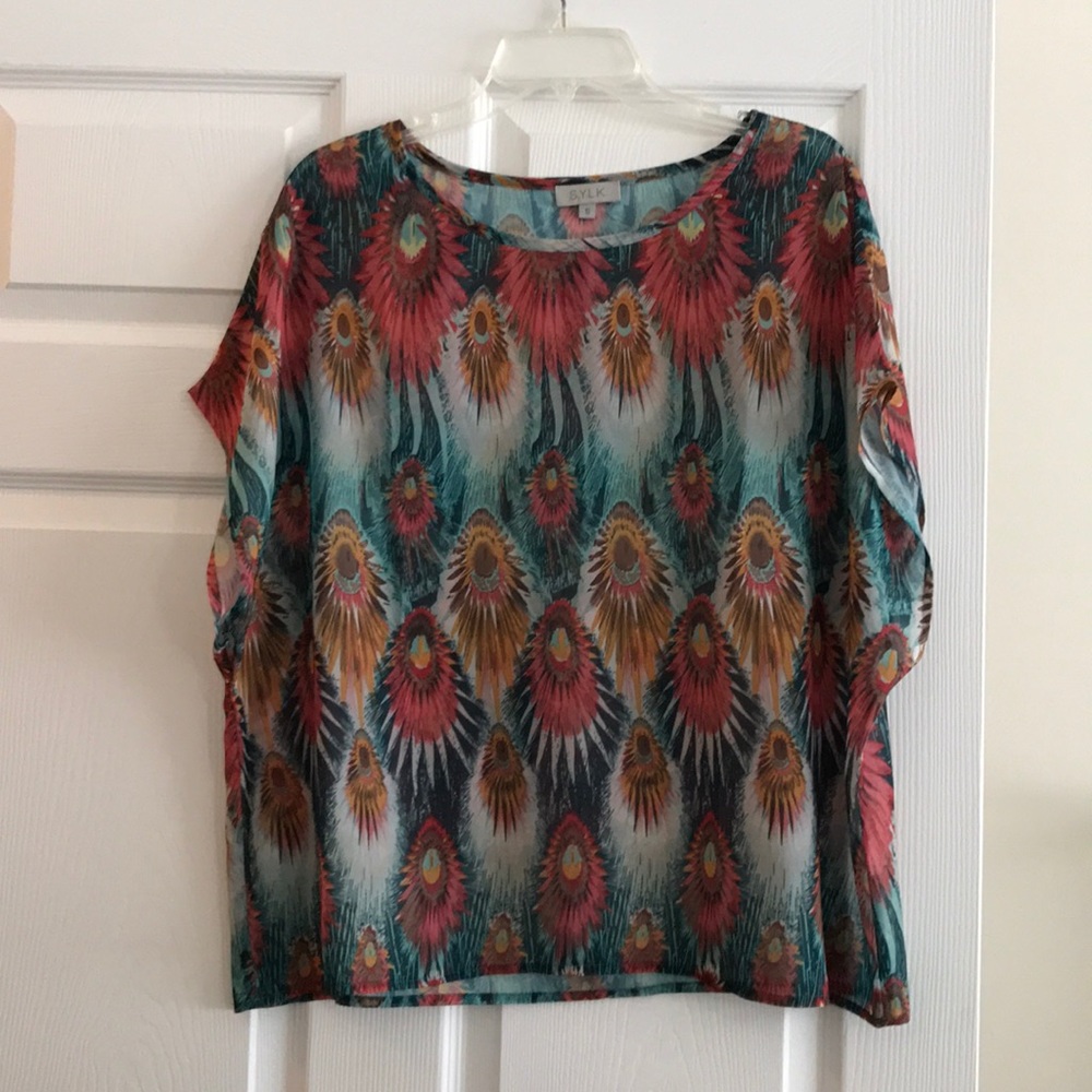SYLK peacock design sheer top